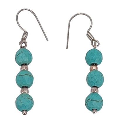 PENDIENTES PLATA ACABADO PLATEADO CIERRE HIPPIE TURQUESAS