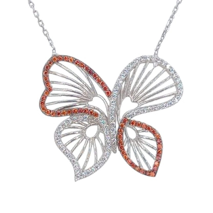 COLAR MARIPOSA PLATA ACABADO RODIO CIRCONITAS