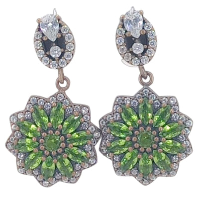 PENDIENTES PLATA Y BRONCE ACABADO PLATEADO PIEDRAS NATURALES CIERRE PRESION