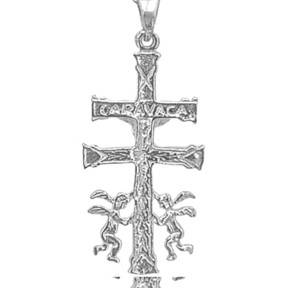 CRUZ DE CARAVACA PLATA ACABADO PLATEADO CRISTO RELIEVE