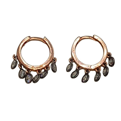 PENDIENTES AROS PLATA ACABADO ROSA CIRCONITAS