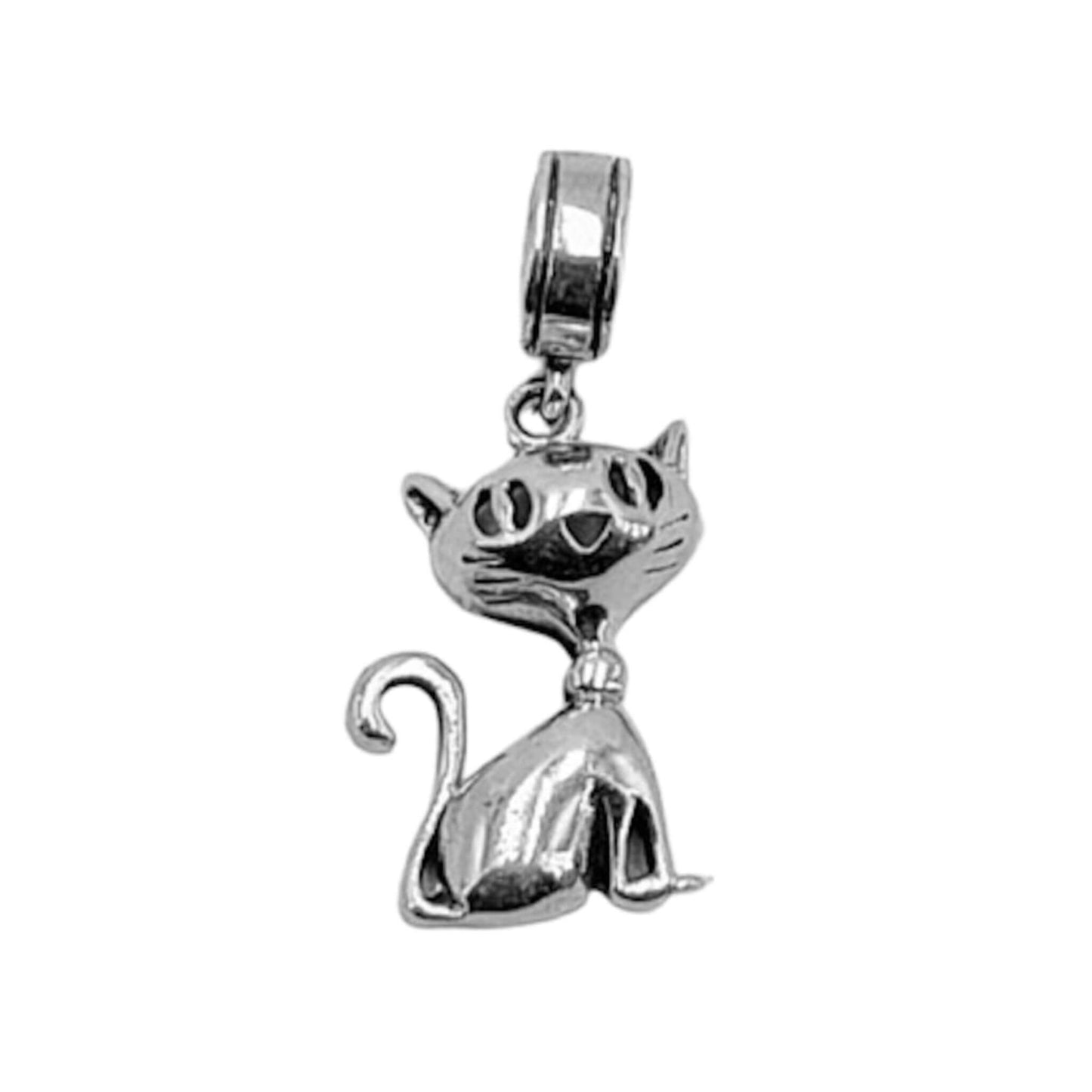 CHARMS GATO PLATA ACABADO PLATEADO LISO BRILLO