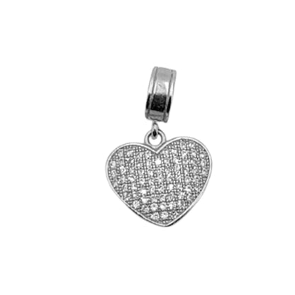 CHARMS CORAZON PLATA ACABADO RODIO CIRCONITAS