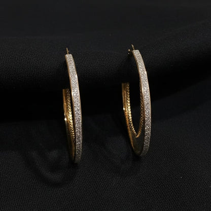 Pendientes Aros Dobles Dorados con Circonitas