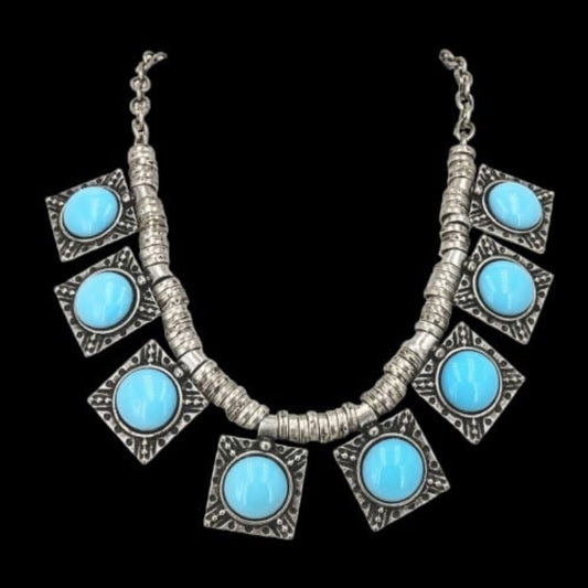 Collar de ZAMAK con Turquesa - Diseño Vintage