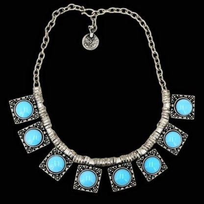 Collar de ZAMAK con Turquesa - Diseño Vintage