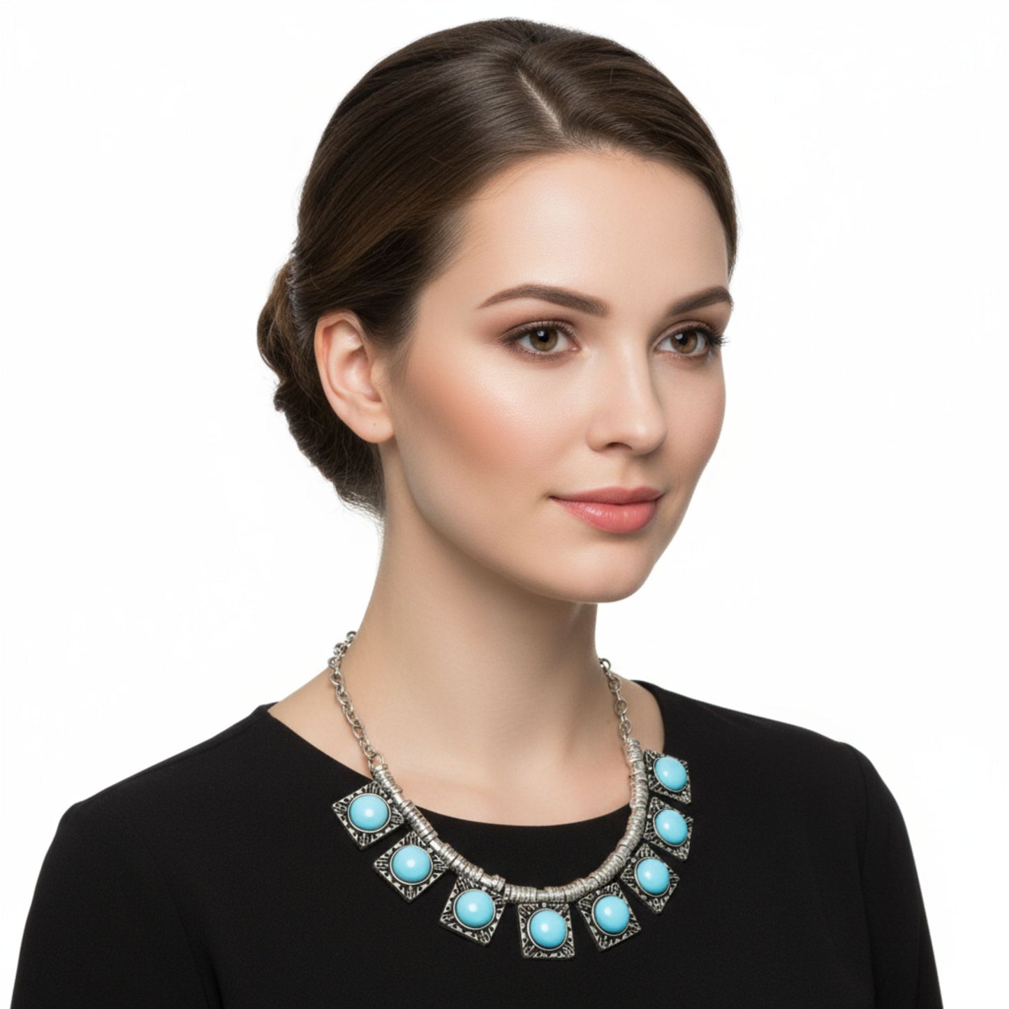 Collar de ZAMAK con Turquesa - Diseño Vintage