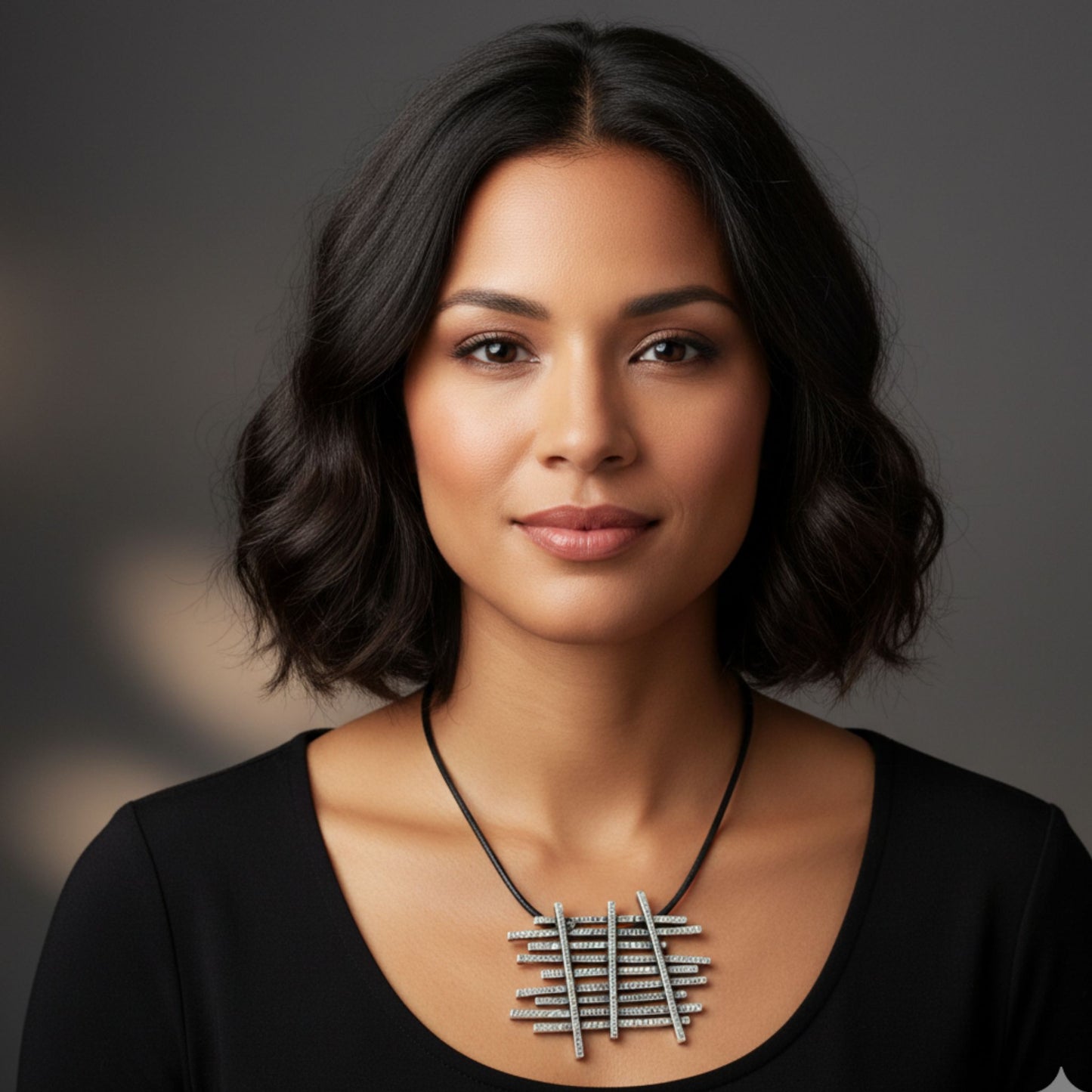 COLLAR ZAMAK CUERO CON COLGANTE GEOMETRICO