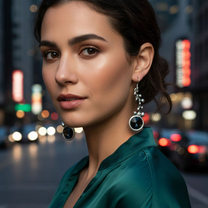 PENDIENTES  LARGOS ZAMAK CON CIRCONITAS REDONDAS