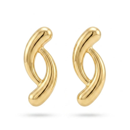 Pendientes Aro Ondulado Dorado | Acero Inoxidable Chapado Oro 14K