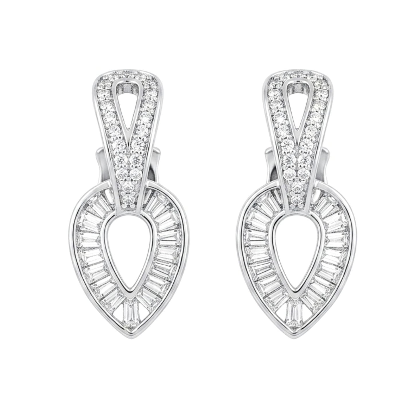 Pendientes Glamour Plateados con Circonitas Blancas | Acero Inoxidable