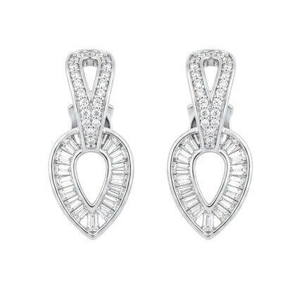 Pendientes Glamour Plateados con Circonitas Blancas | Acero Inoxidable
