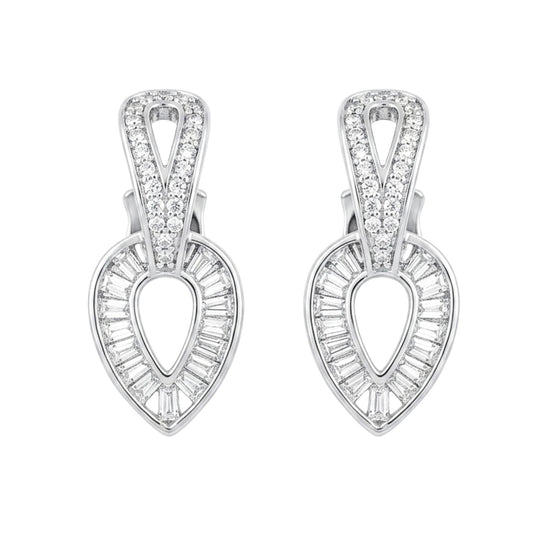 Pendientes Glamour Plateados con Circonitas Blancas | Acero Inoxidable