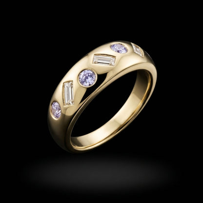 Anillo Dorado Circonitas Engastadas | Acero Inoxidable Chapado Oro 14K