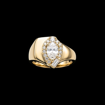 Anillo Acero Dorado Chapado Oro 14K con Circonitas Blancas