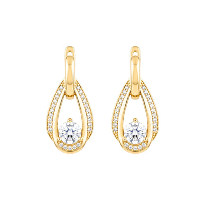 Pendientes Aro Dorado con Circonitas Blancas – Acero Inoxidable Chapado Oro 14K |