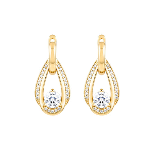 Pendientes Aro Dorado con Circonitas Blancas – Acero Inoxidable Chapado Oro 14K |