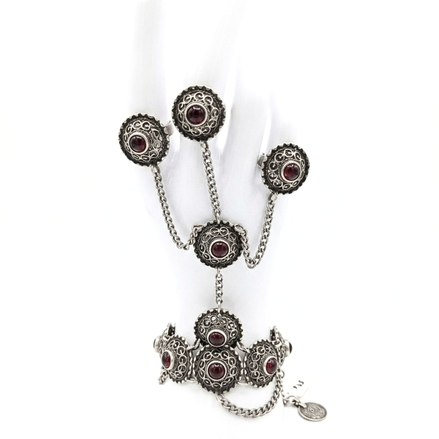 Pulsera de Dedos Vintage Zamak con Piedras Rojas | Joyería Osnor