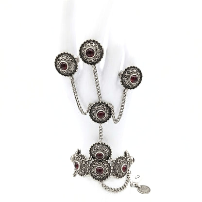 Pulsera de Dedos Vintage Zamak con Piedras Rojas | Joyería Osnor