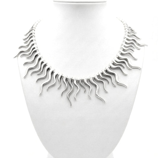 Collar Gargantilla Sol Zamak Plateado | Joyería Exclusiva Hipoalergénica