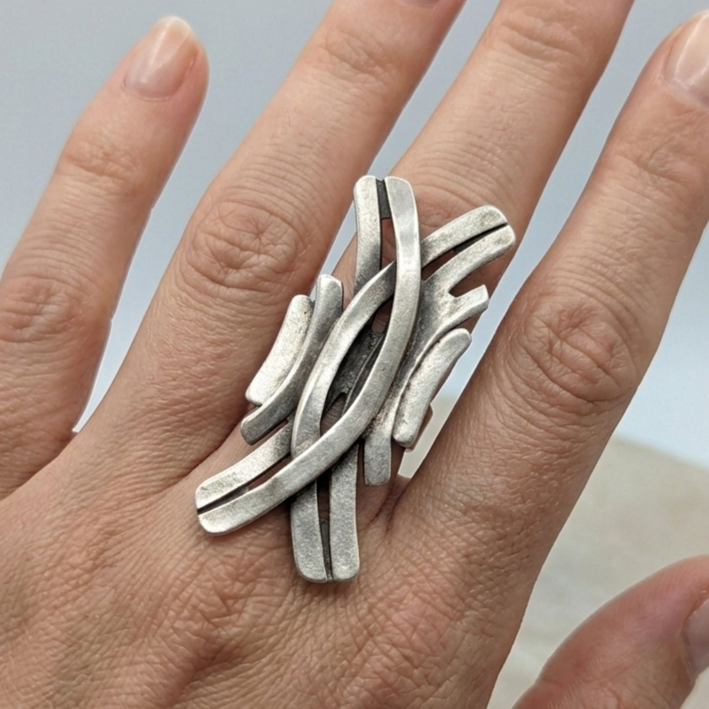 Anillo de Mujer Volumen Plateado Hipoalergénico | Zamak | Talla Ajustable