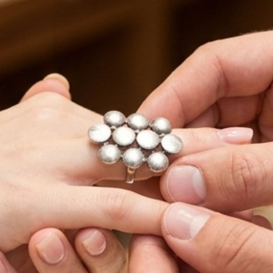 Anillo Zamak Volumen Plateado Hipoalergénico