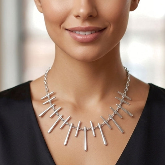 Collar Gargantilla Volumen Plateado | Joyería Osnor