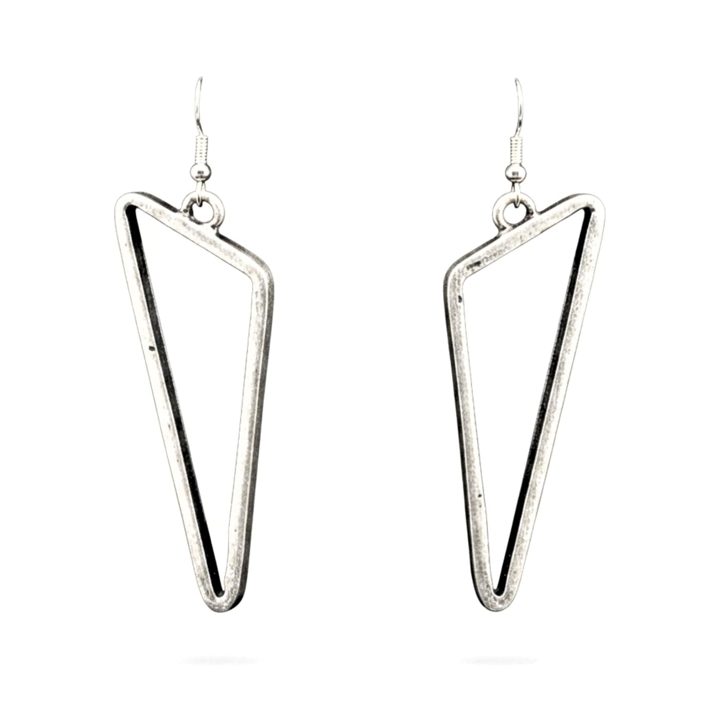 Pendientes Largos Zamak Plateado | Diseño Triángulo Exclusivo – Joyería Osnor