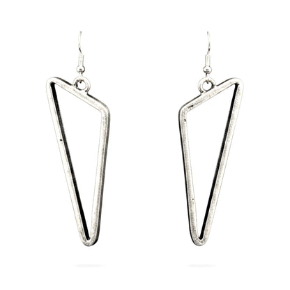 Pendientes Largos Zamak Plateado | Diseño Triángulo Exclusivo – Joyería Osnor