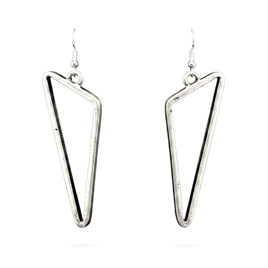 Pendientes Largos Zamak Plateado | Diseño Triángulo Exclusivo – Joyería Osnor