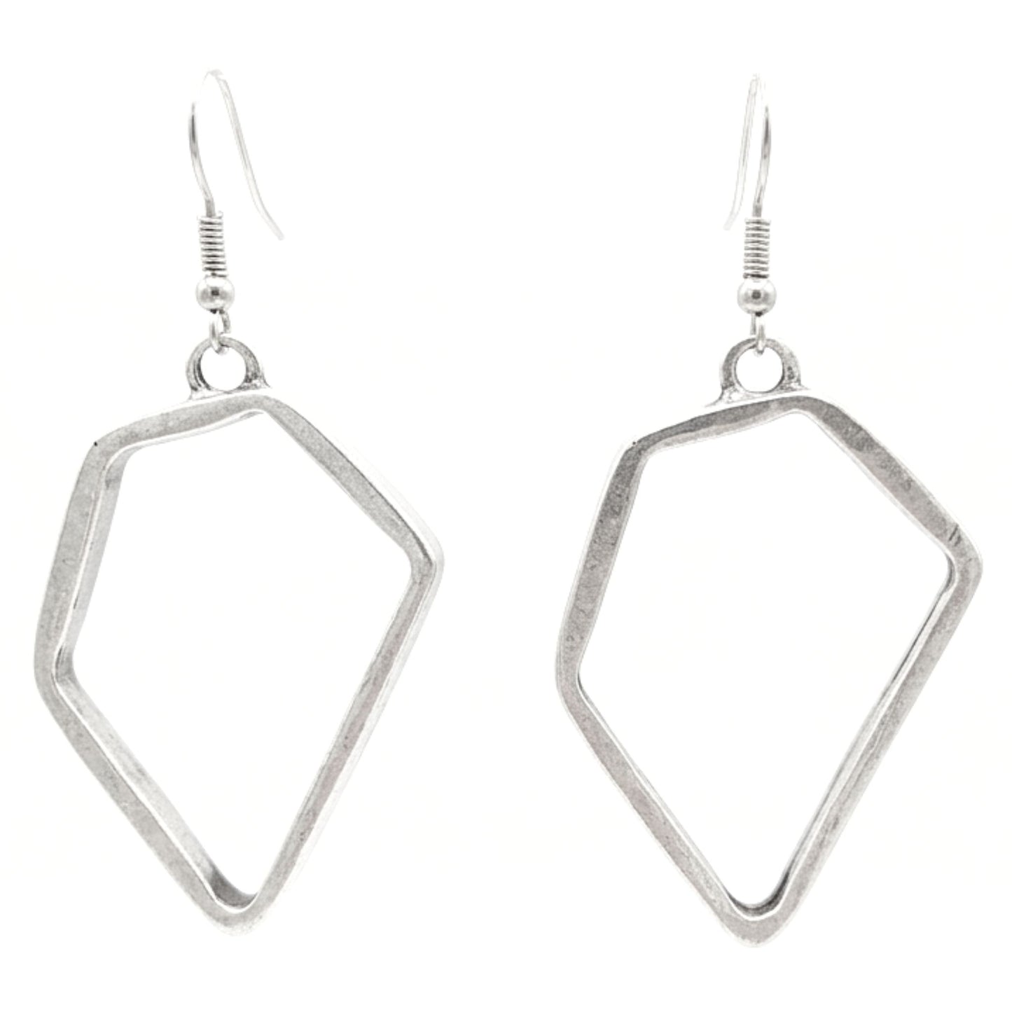 Pendientes Geométricos Largos Zamak Plateado | Joyería Osnor