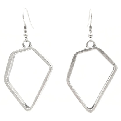 Pendientes Geométricos Largos Zamak Plateado | Joyería Osnor
