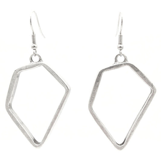 Pendientes Geométricos Largos Zamak Plateado | Joyería Osnor