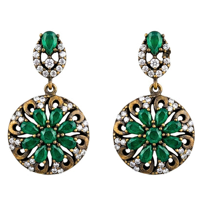 Pendientes Vintage Ágatas Verdes y Circonitas Blancas | Joyería Osnor