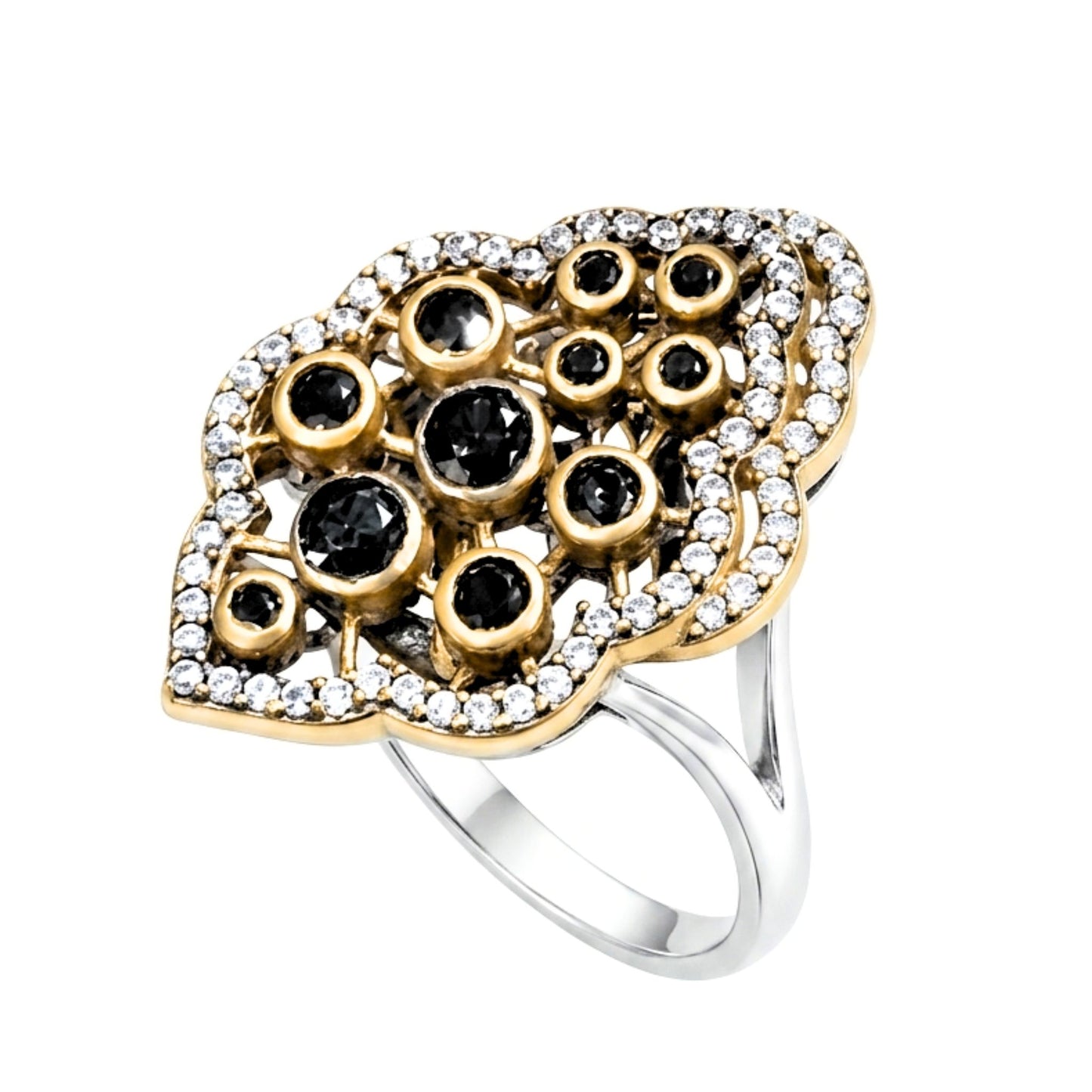 Anillo Sortija Mujer Plata y Bronce con Piedras Naturales Ágatas | Joyería Osnor