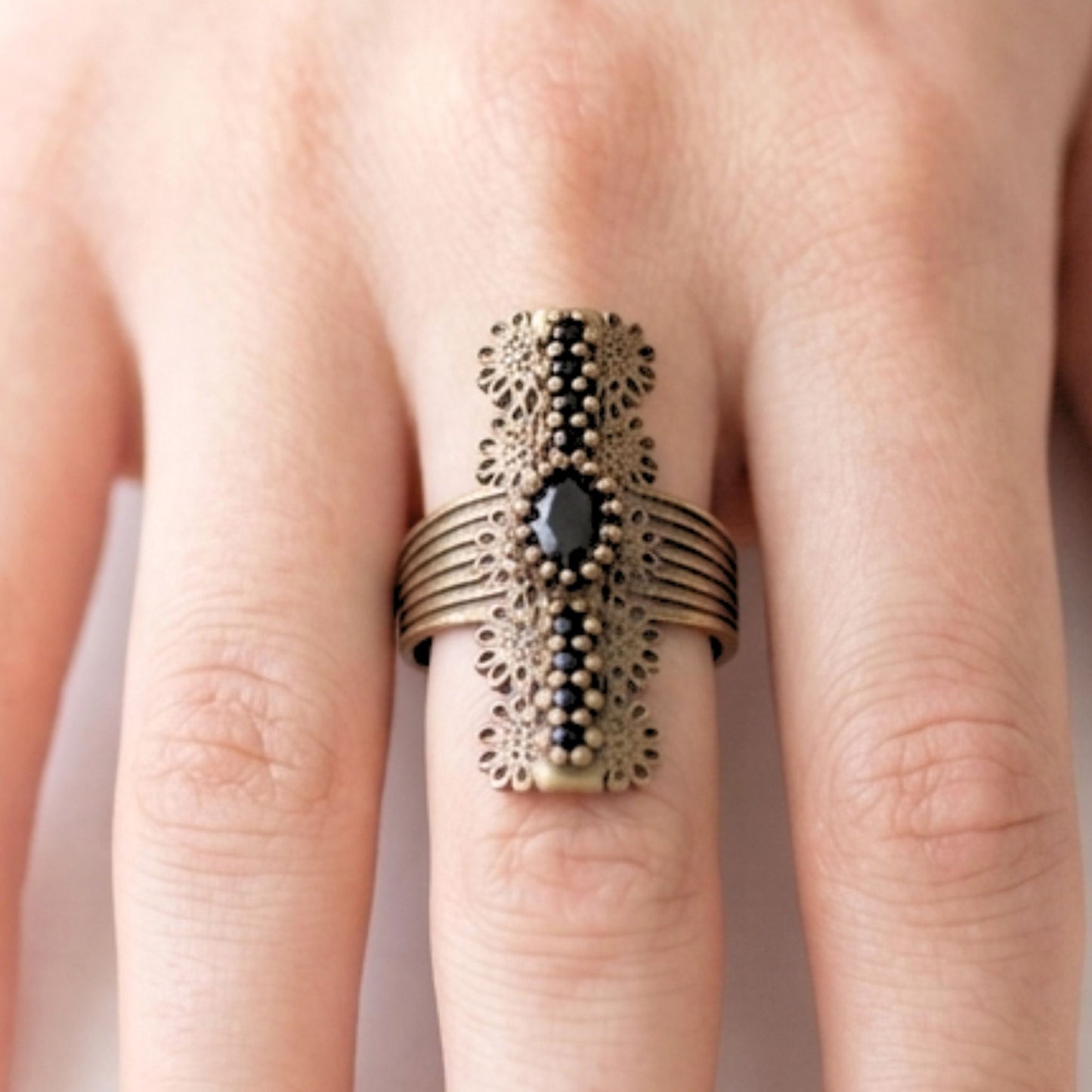 Sortija Vintage Mujer | Plata y Bronce con Piedras Naturales | Joyería Osnor