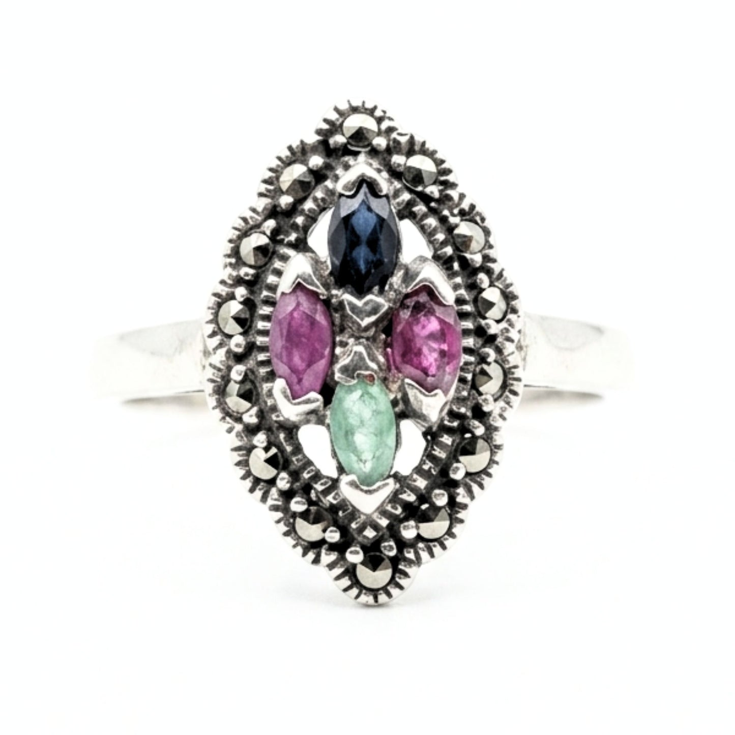 Anillo Marquesa Plata y Bronce con Piedras Naturales | Joyería Osnor