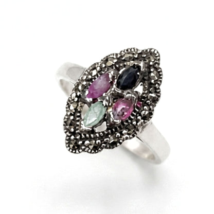 Anillo Marquesa Plata y Bronce con Piedras Naturales | Joyería Osnor