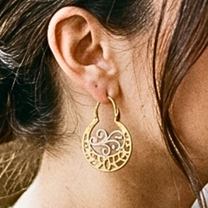 Aros Argollas Canarias Bicolor — Plata Calada Dorada y Plateada | Joyería Osnor