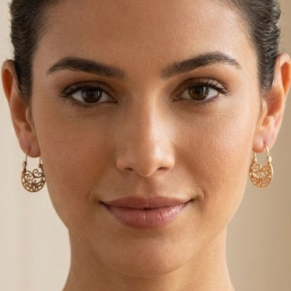 Aros Argollas Canarias Plata Dorada Labrada Calada | Joyería Osnor