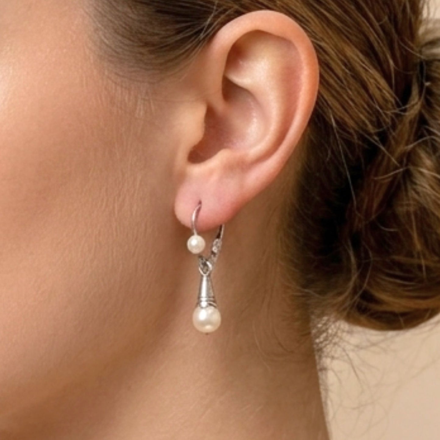 Pendientes Canarios de Lechera | Plata con Baño de Rodio y Perla 4mm