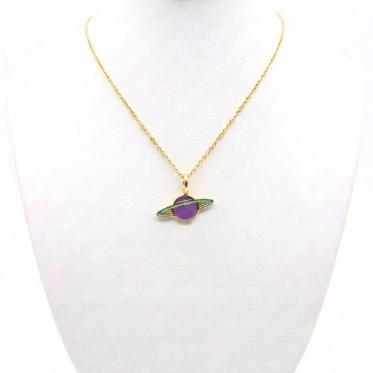 Collar Gargantilla Saturno · Plata con Baño de Oro y Esmalte