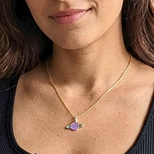 Collar Gargantilla Saturno · Plata con Baño de Oro y Esmalte