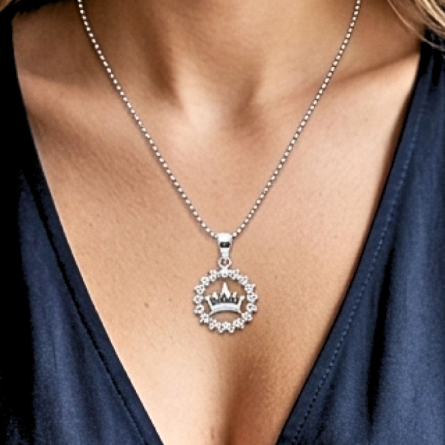 Collar Gargantilla Corona · Plata Baño Rodio | Joyería Osnor