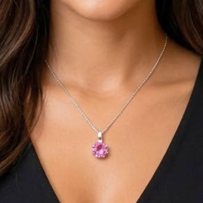 Collar Gargantilla Plata con Circonita Rosa | Joyería Osnor