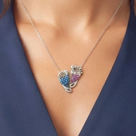 Collar Gargantilla Pies Bicolor · Plata con Baño de Rodio | Joyería Osnor