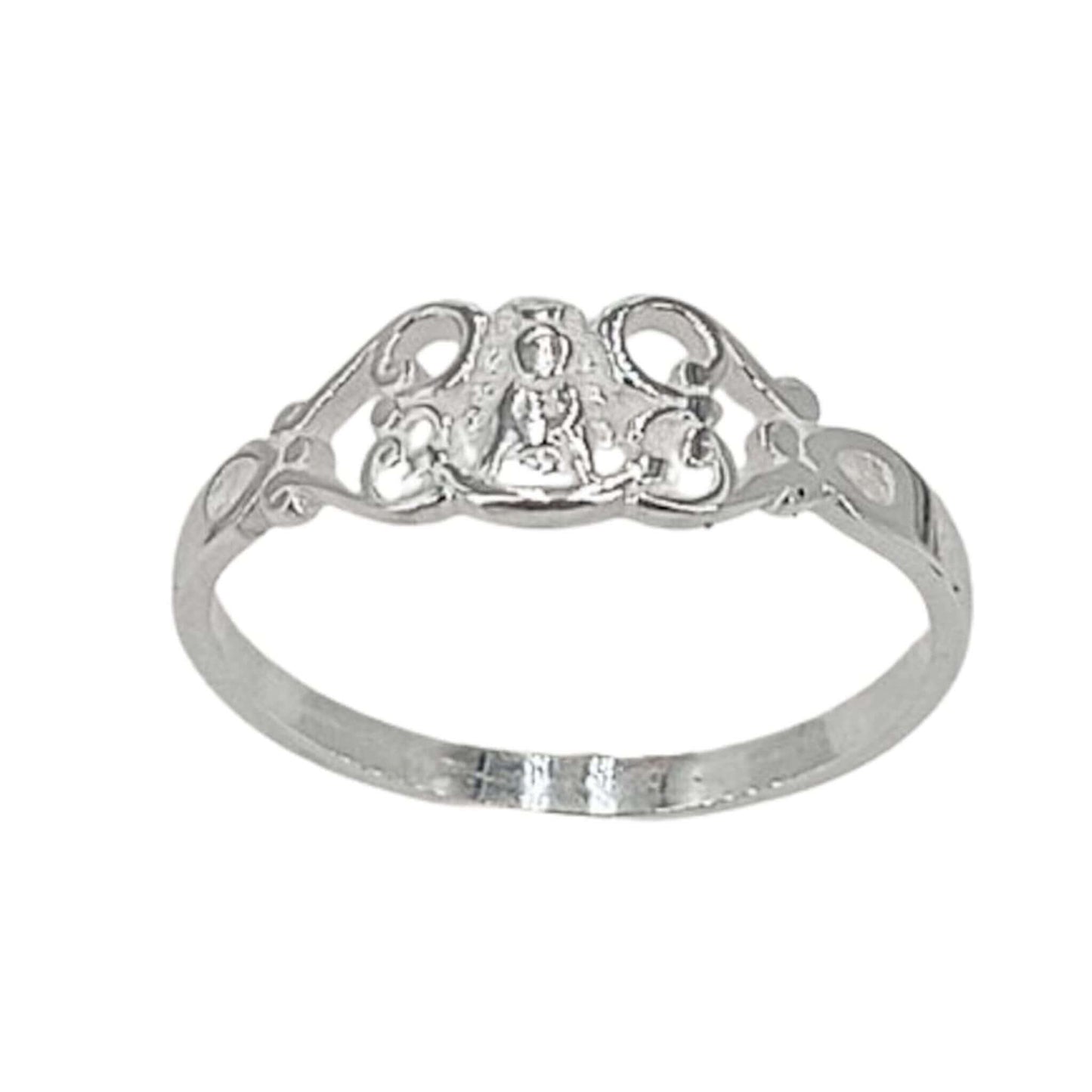 ANILLO DE PLATA ACABADO EN PLATEADO VIRGEN DEL ROCIO LISO