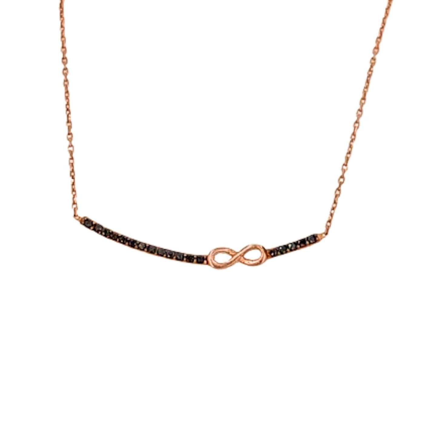 Collar Gargantilla Infinito Plata Rosa con Circonitas Negras joyeria osnor