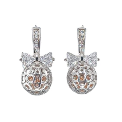 Pendientes Plata Rodio Largos con Circonitas - 25mm