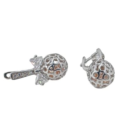 Pendientes Plata Rodio Largos con Circonitas - 25mm